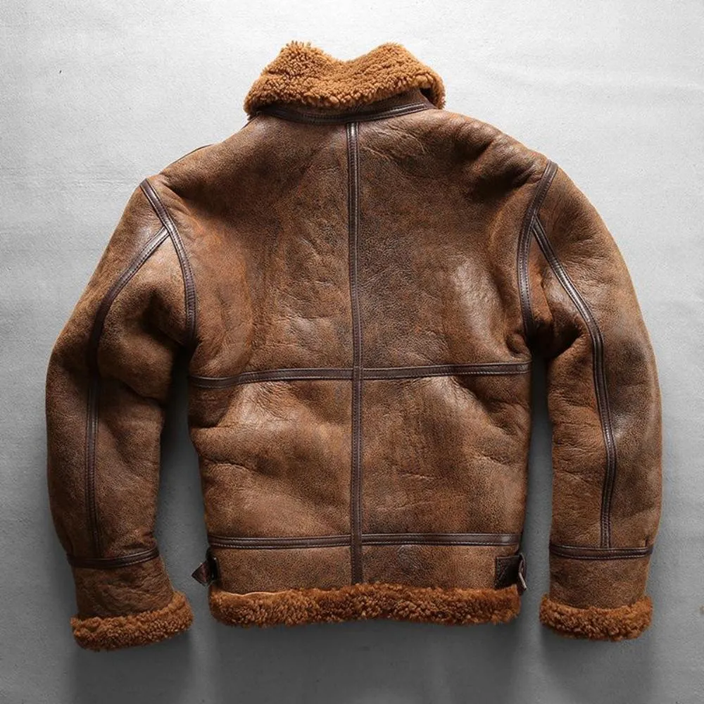 B-3 Air Pilot Australian Sheepskin Shearling Jacket | Thickened for Extreme Cold