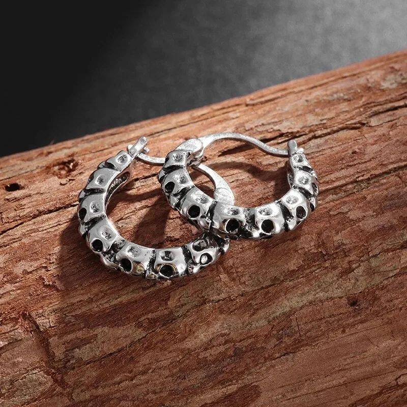 Engraved Beast Hoop Viking Earrings