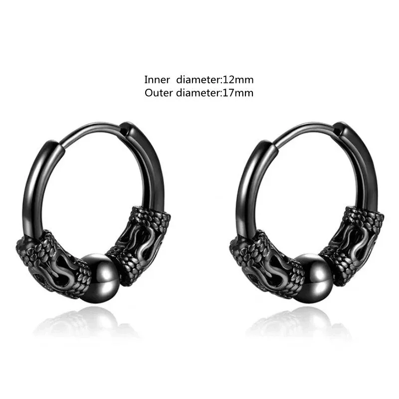 Engraved Beast Hoop Viking Earrings