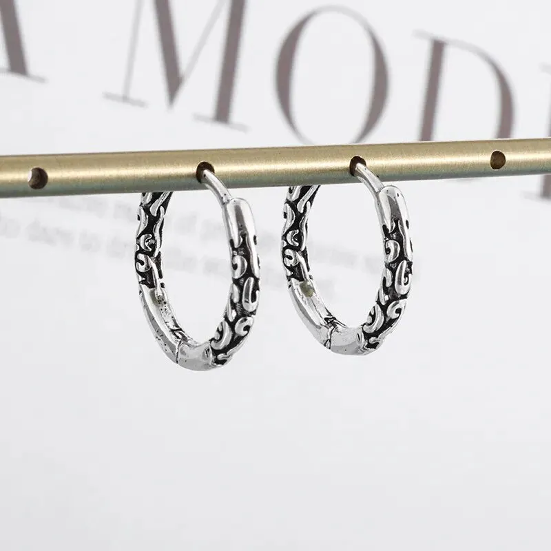 Engraved Beast Hoop Viking Earrings