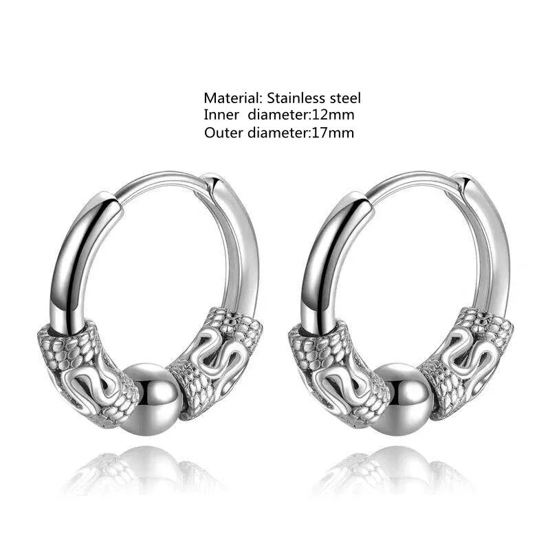 Engraved Beast Hoop Viking Earrings