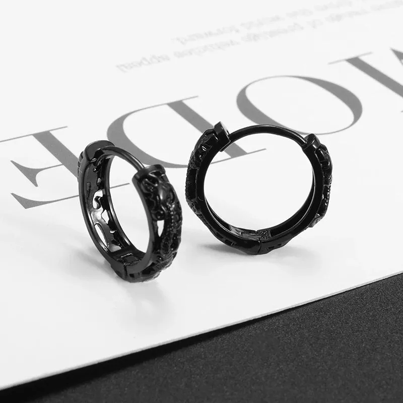 Engraved Beast Hoop Viking Earrings