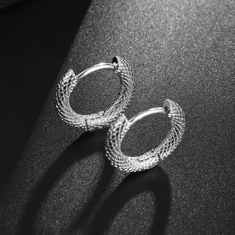 Engraved Beast Hoop Viking Earrings