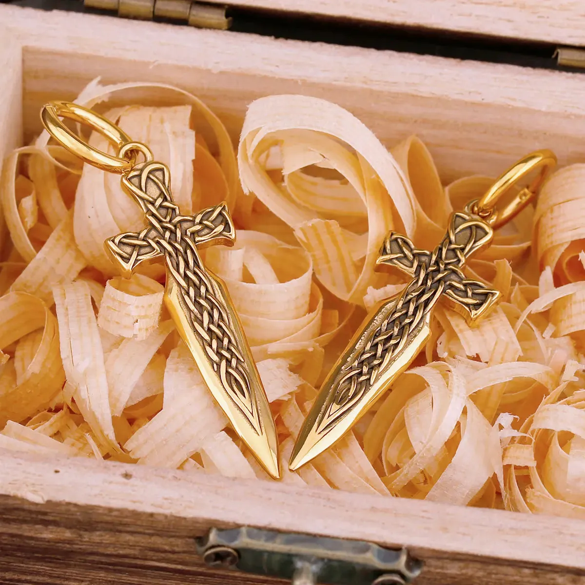 Hip Hop Punk Style Golden Warrior Sword Drop Viking Earrings