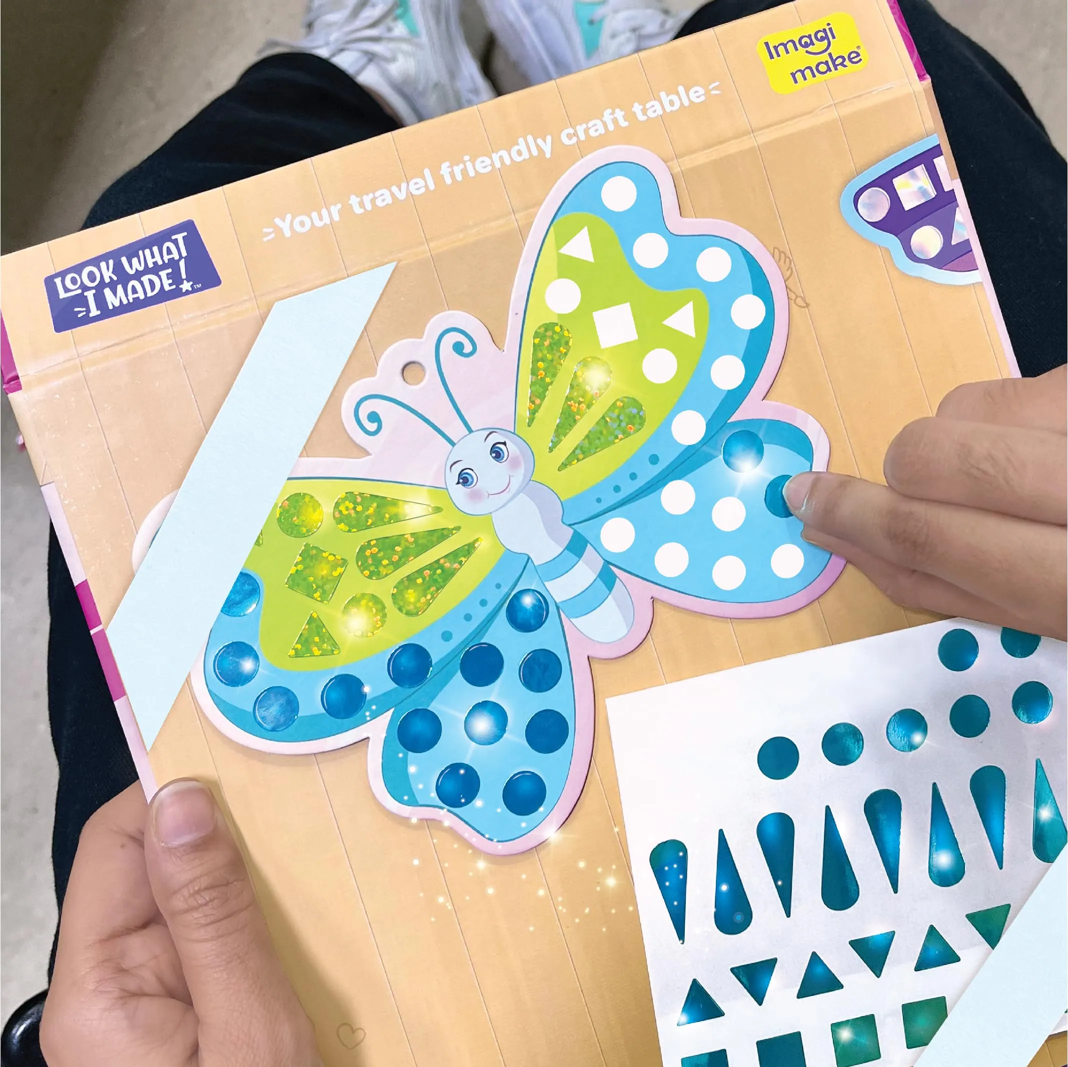 Imagimake Mirror Mosaic : Butterfly & Peacock | Mess Free Diy Mosaic Craft Kit | 450  Foil Sticker | Travel Toys For Girls | Birthday Gift For Girls Ages 3,4,5,6,7,8, Peach