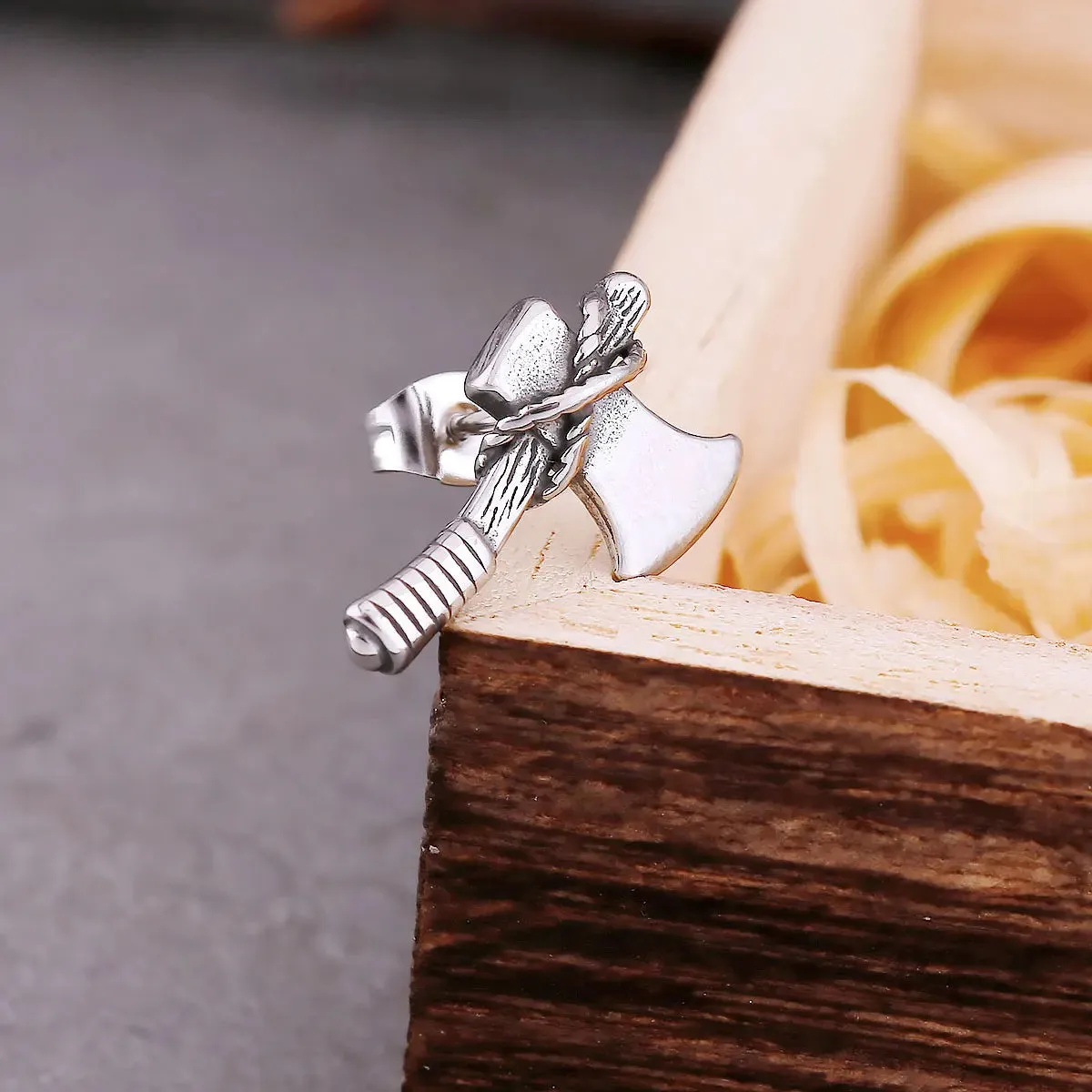 Nordic Slavic Axe Stud Viking Earrings