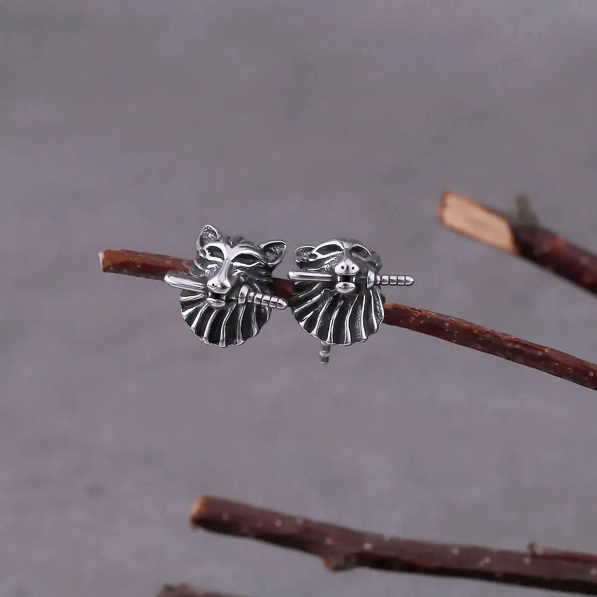 Nordic Wolf Dagger Stud Viking Earrings