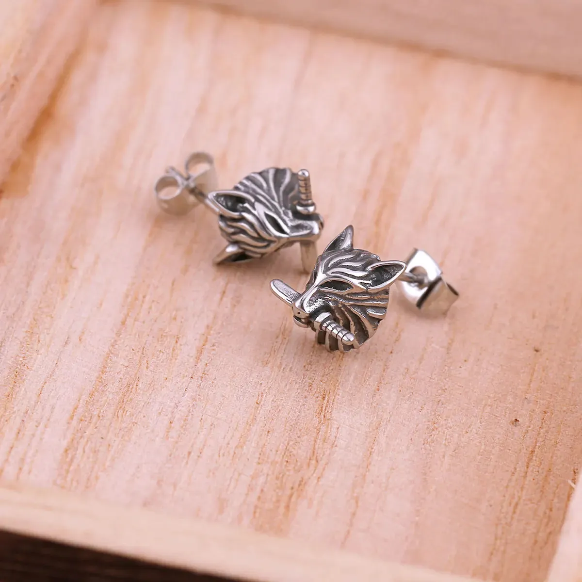 Nordic Wolf Dagger Stud Viking Earrings