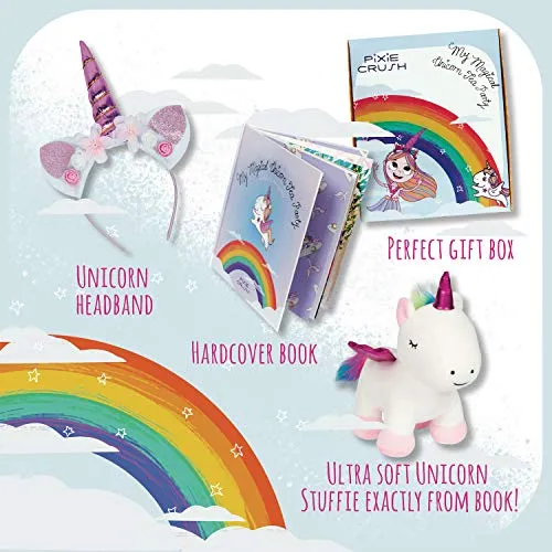 Pixie Crush Unicorn Gift Set Book Plush Toy Headband for Girls