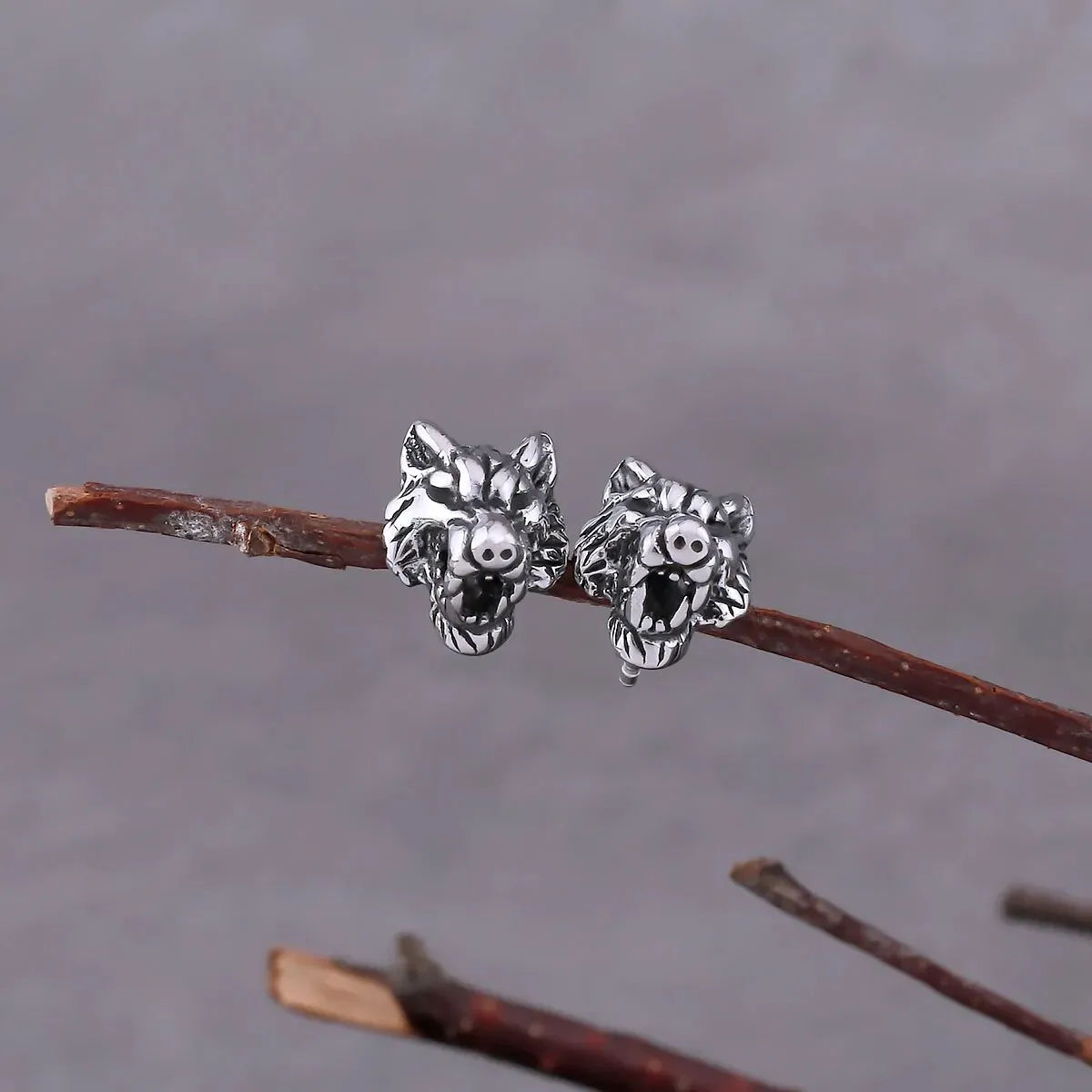 Tiger Stud Viking Earrings