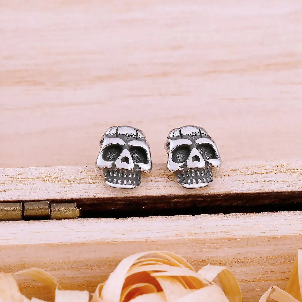 Viking New And Cool Fashion Punk Skull Stud Earrings