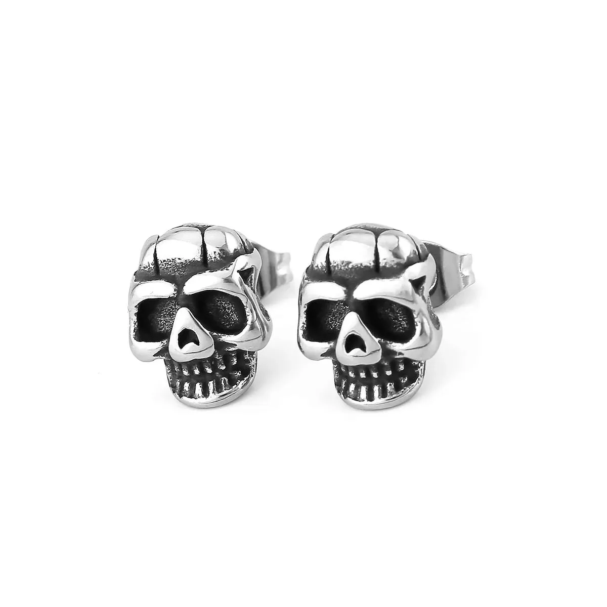 Viking New And Cool Fashion Punk Skull Stud Earrings