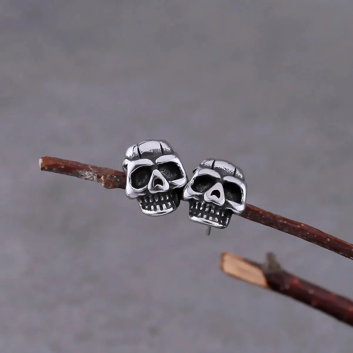 Viking New And Cool Fashion Punk Skull Stud Earrings