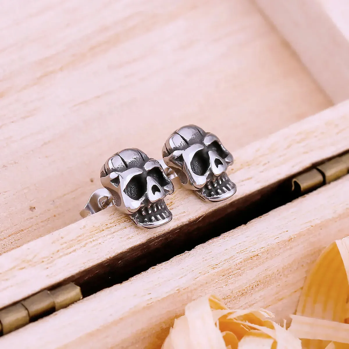 Viking New And Cool Fashion Punk Skull Stud Earrings