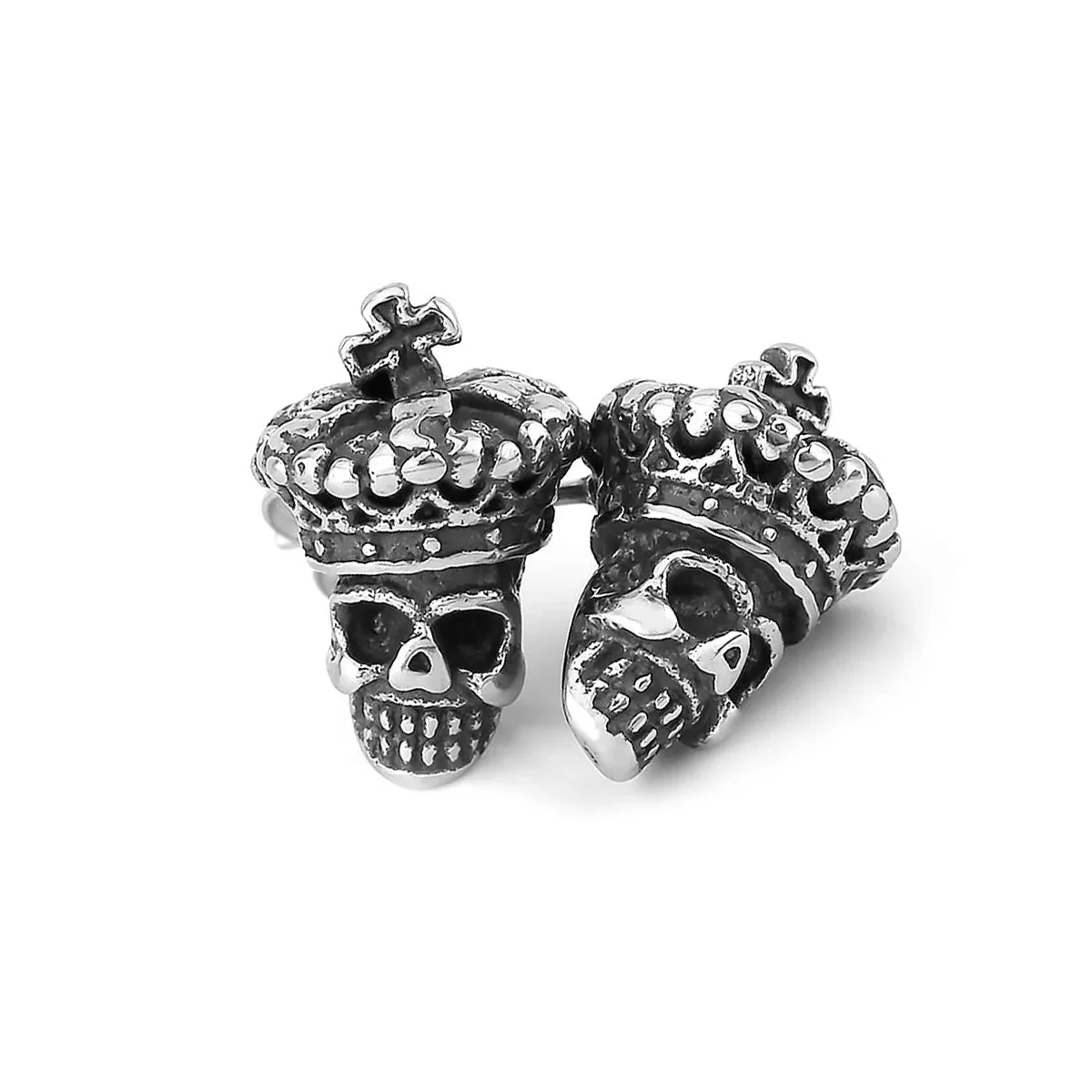 Vintage Cross Pope Skull Stud Viking Earrings