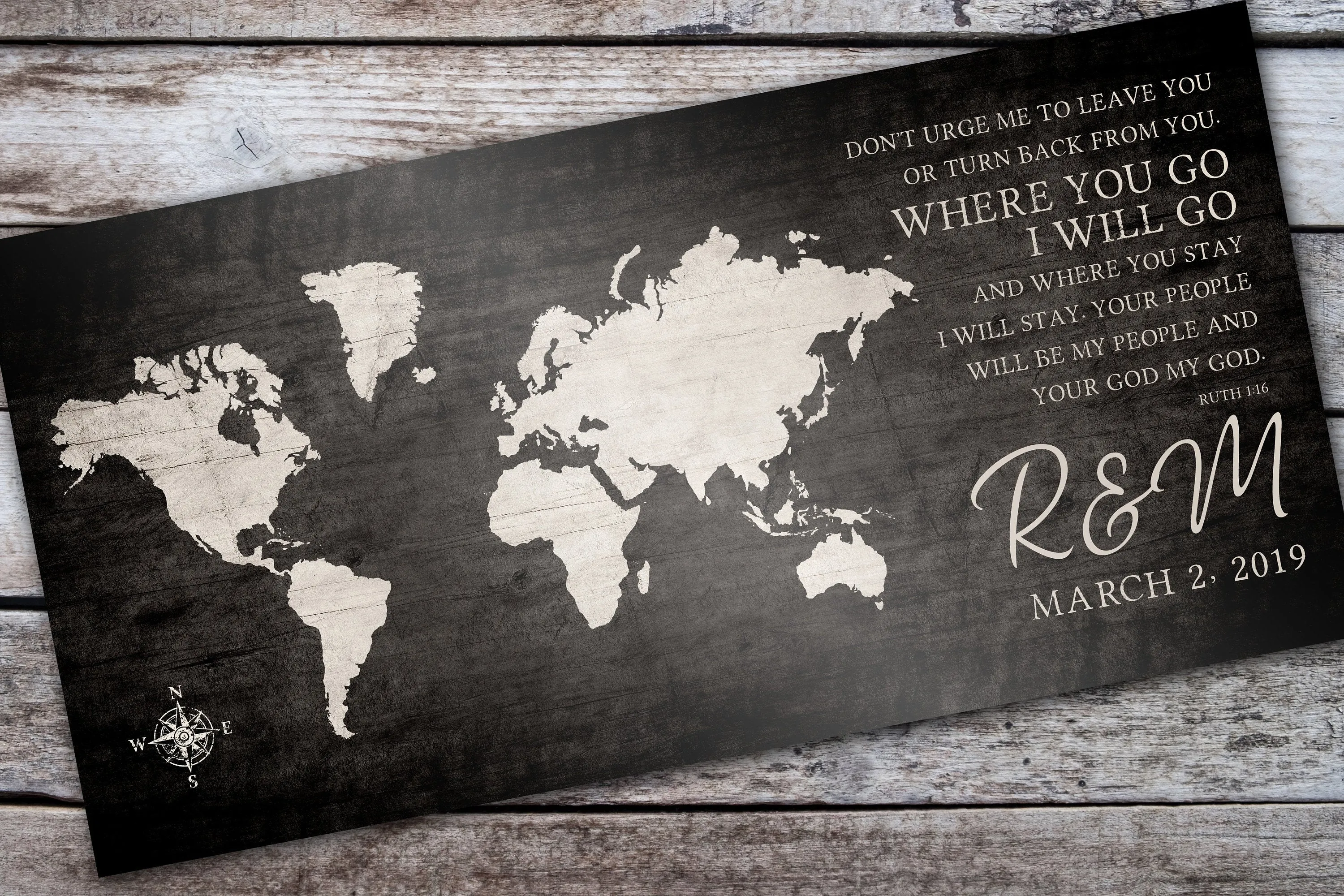 Where You Go, I Will Go: Personalized World Map Art